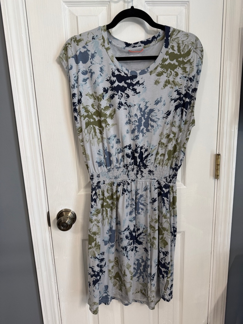 Merrell Gray, Navy & Olive Floral Print Casual Dress